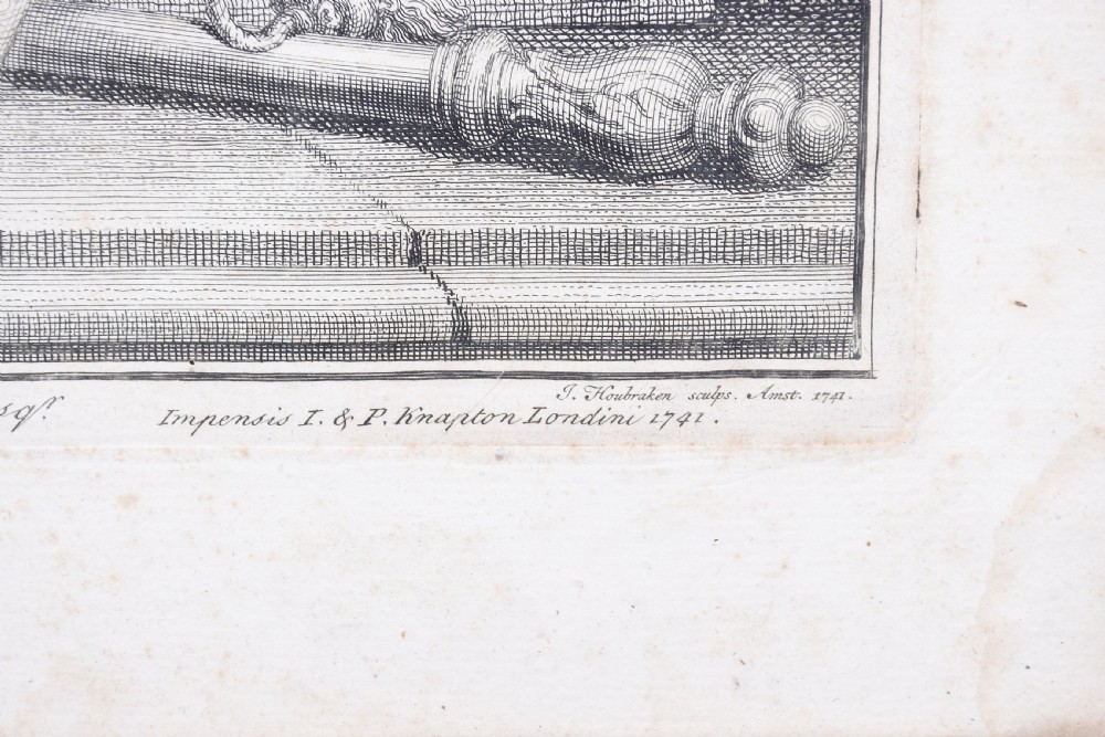 A collection of fifteen framed antique monochrome portrait engravings featuring oval borders and historical figures. View XXII