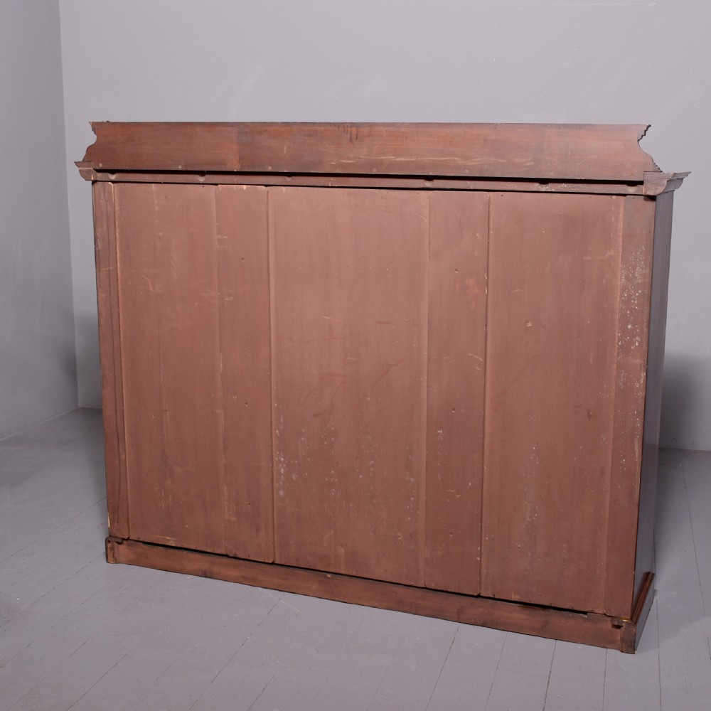 Quality, Late Victorian Large Mahogany three-section Open Bookcase View VIII
