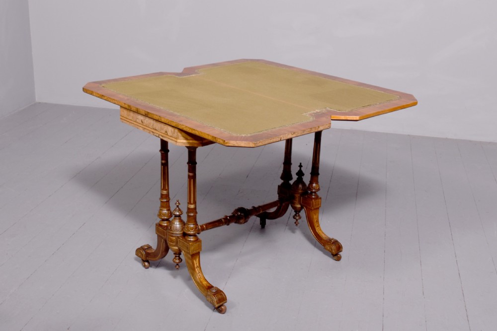 Classic Victorian Burr Walnut Card - Table View IV