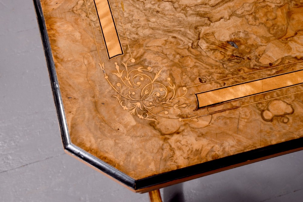 Classic Victorian Burr Walnut Card - Table View V