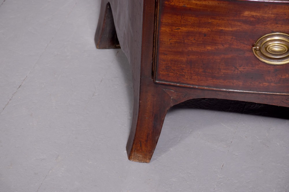 Neat size George 3rd mahogany bow - front chest of drawers with brushing slide and great colour and patina View IX