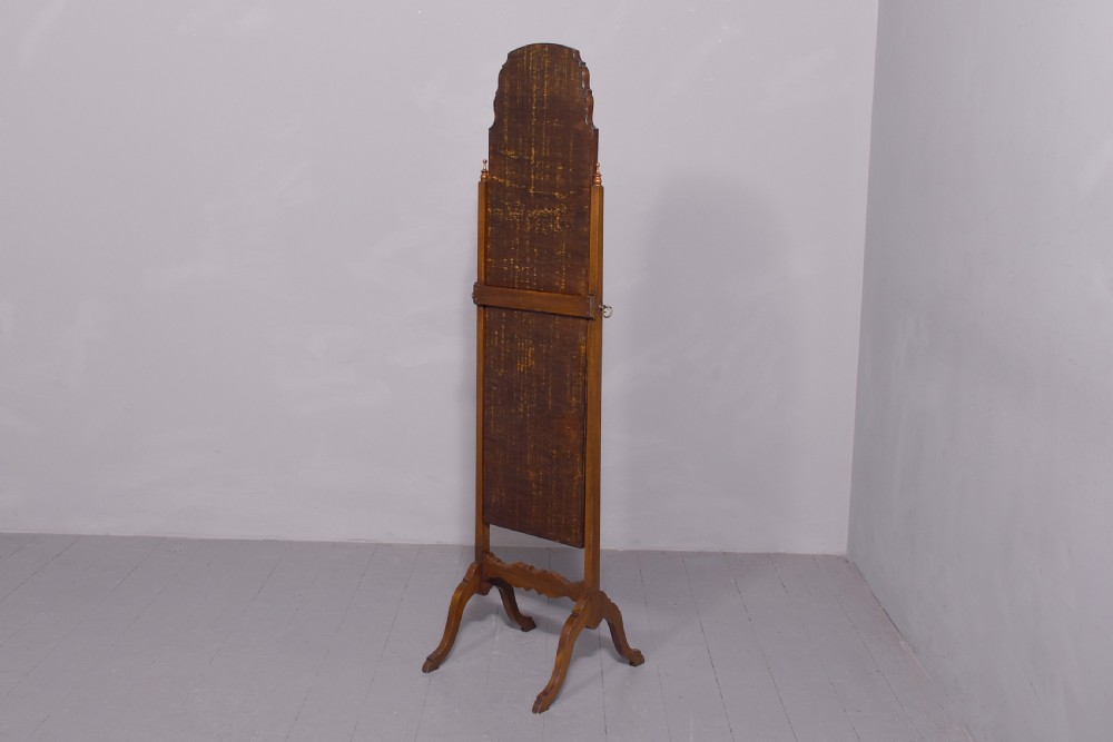 Walnut Cheval Mirror of a Queen Anne Design View II