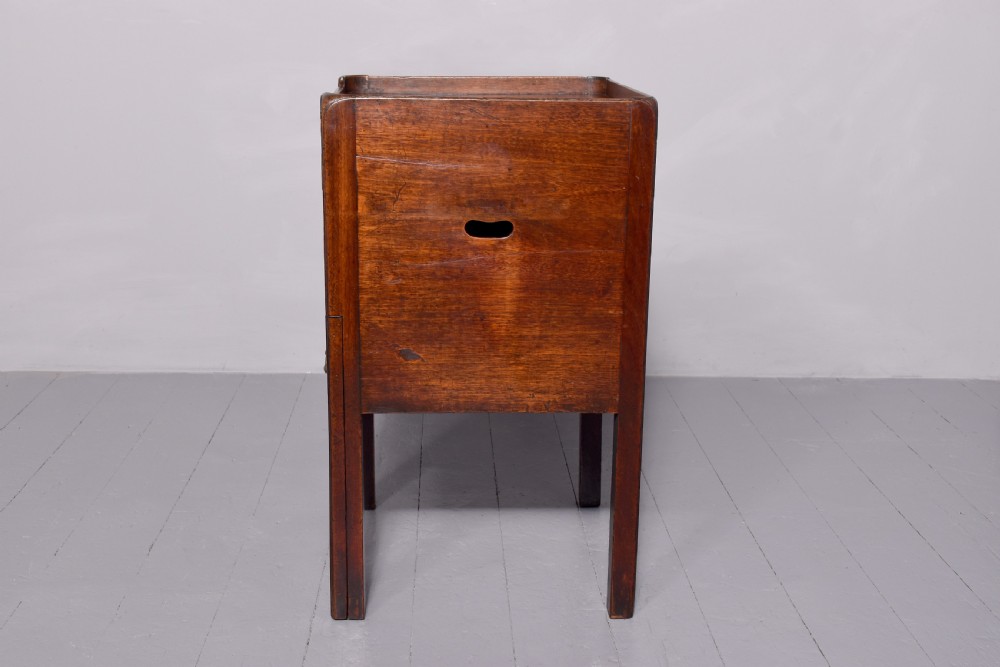 Large , inlaid mahogany George 3rd tray-top bedside locker. View IV