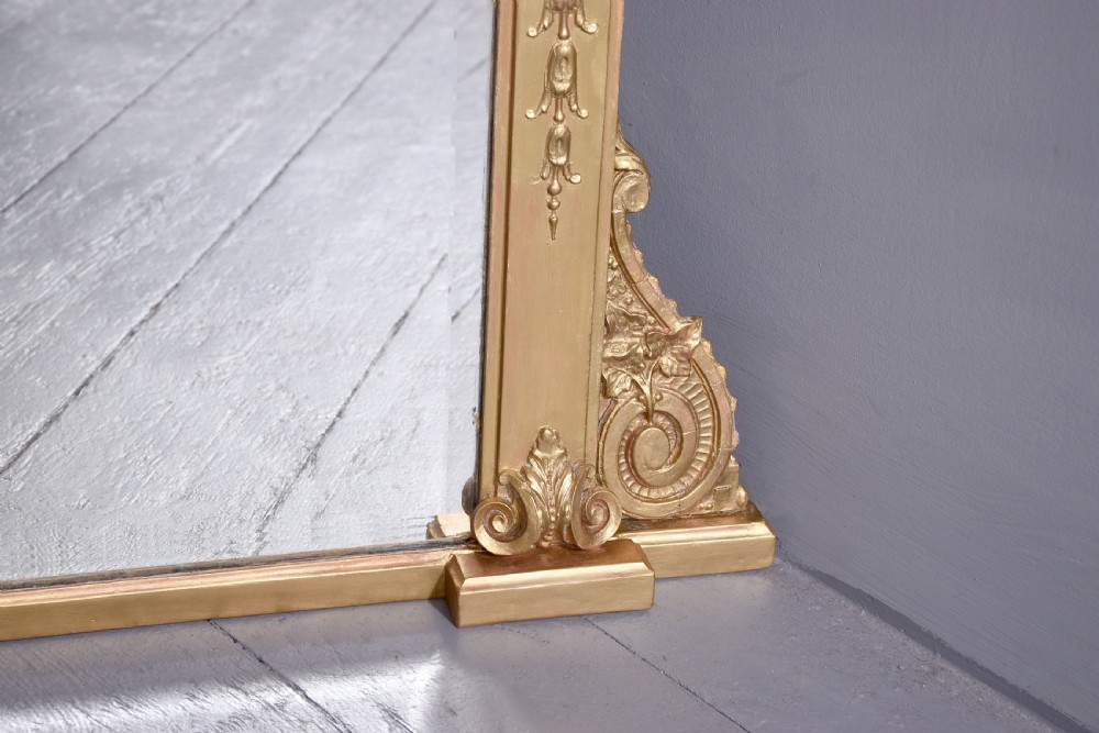 Neat size Regency Gilded Overmantel Mirror with Neoclassical Decoration View III