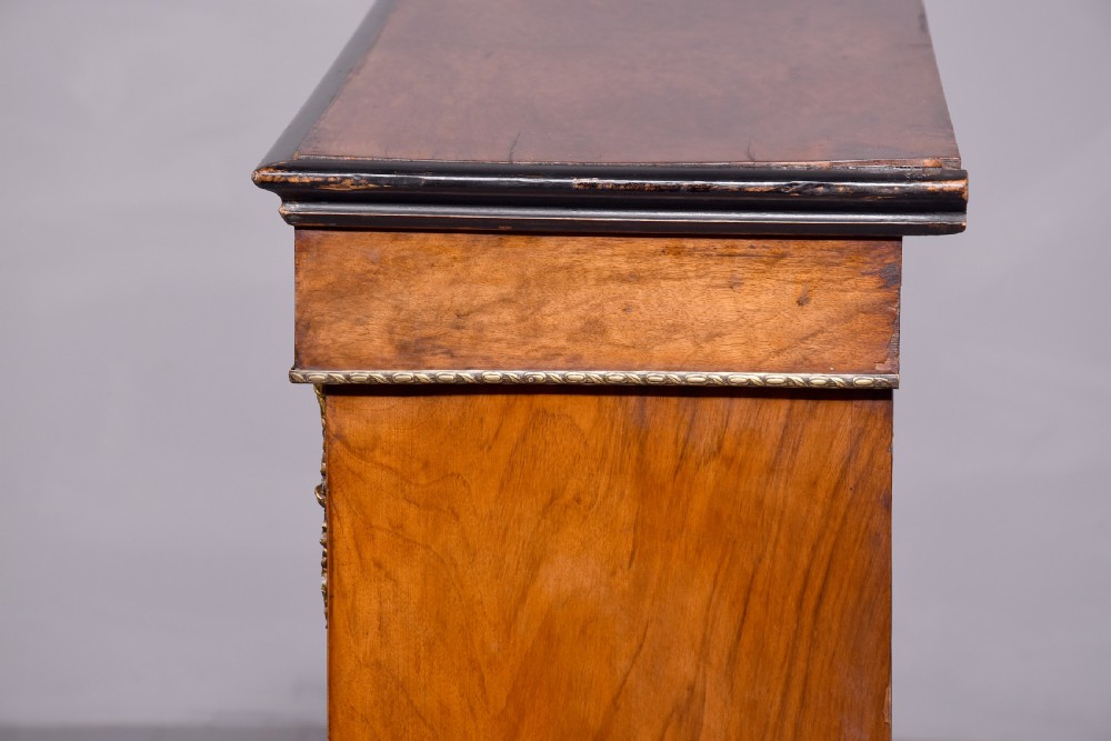 Mid - Victorian, neat sized inlaid - walnut, ormolu - mounted open bookcase View II