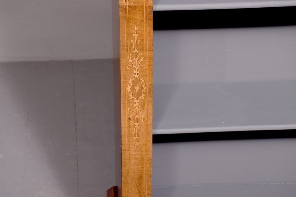 Mid - Victorian, neat sized inlaid - walnut, ormolu - mounted open bookcase View V