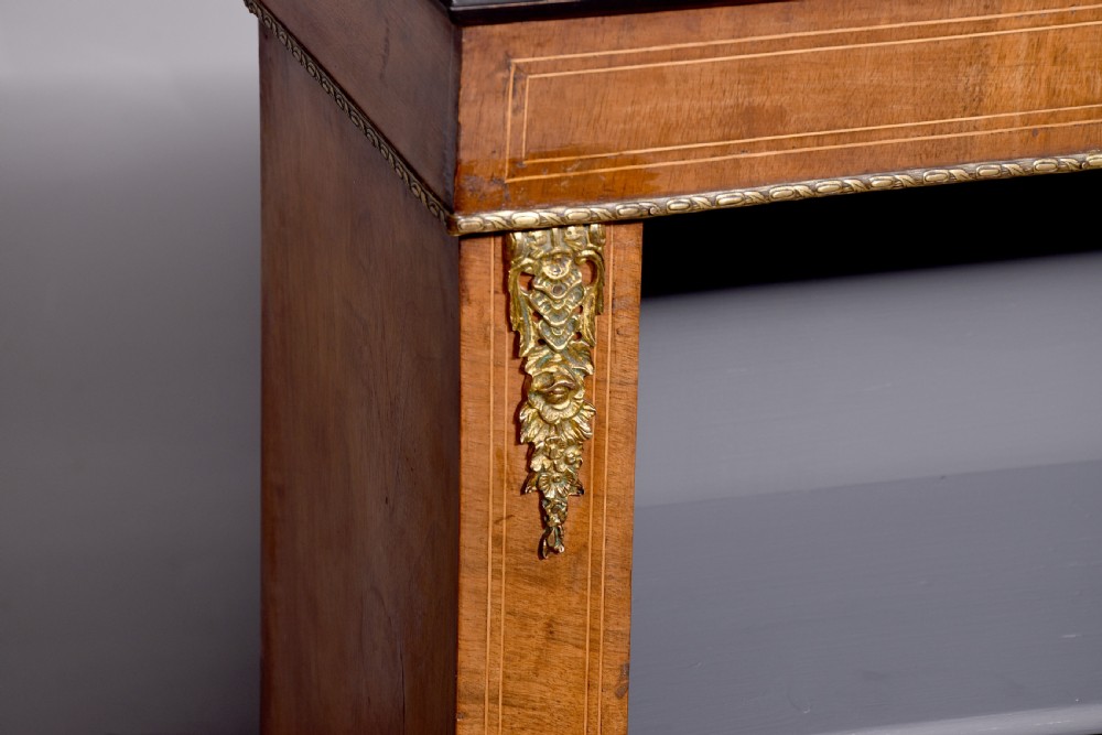 Mid - Victorian, neat sized inlaid - walnut, ormolu - mounted open bookcase View IX