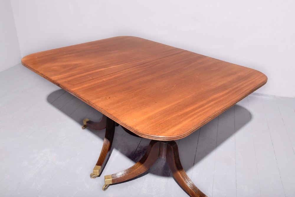Regency Style Twin Pillar Mahogany Dining Table View III