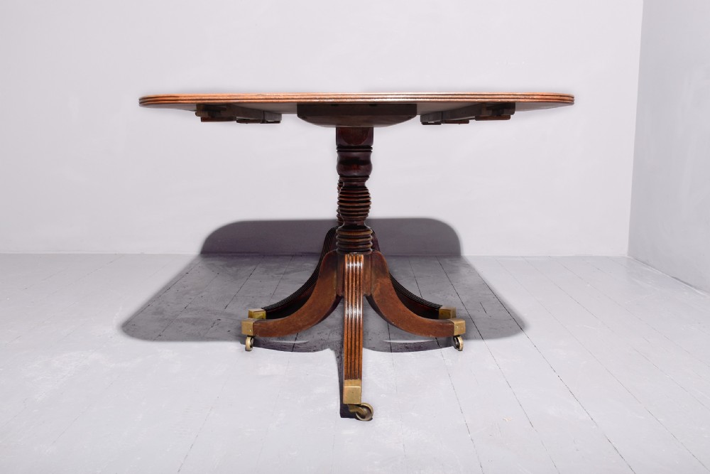 Regency Style Twin Pillar Mahogany Dining Table View IV