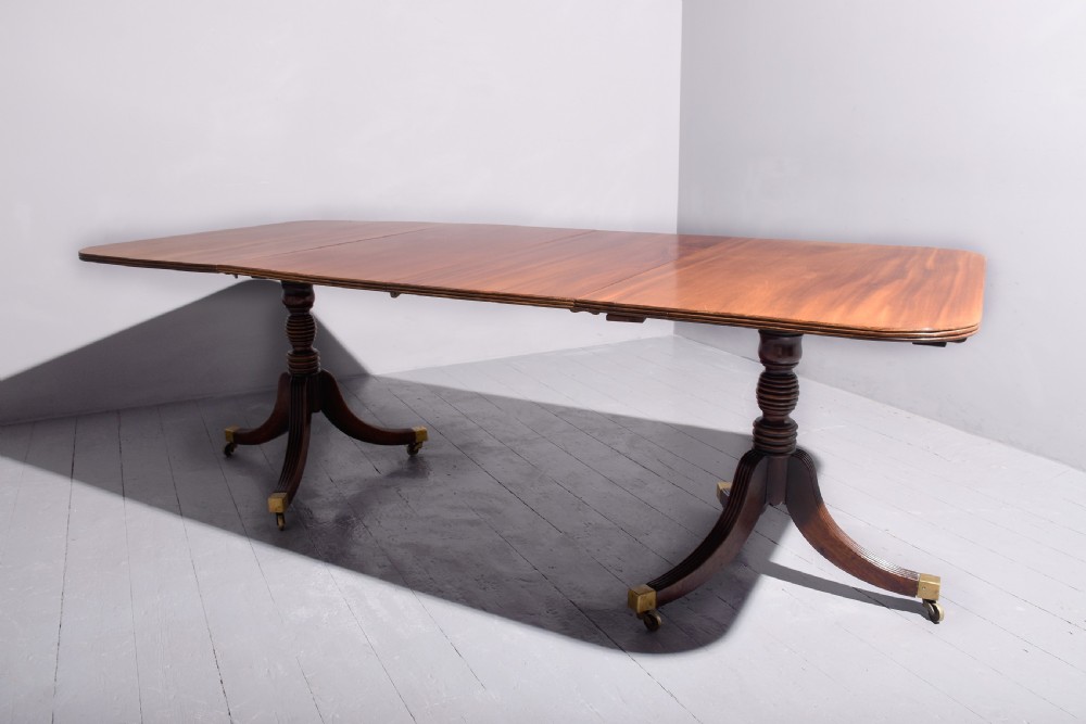 Regency Style Twin Pillar Mahogany Dining Table View VI