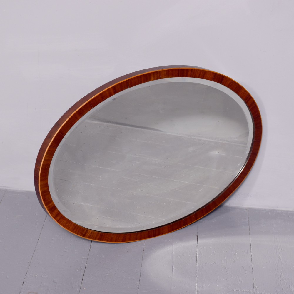 Oval Sheraton Style inlaid Wall Mirror