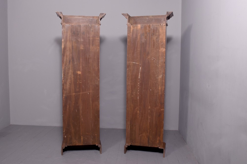 Pair of Victorian tall mahogany open bookcases with adjustable shelves View II