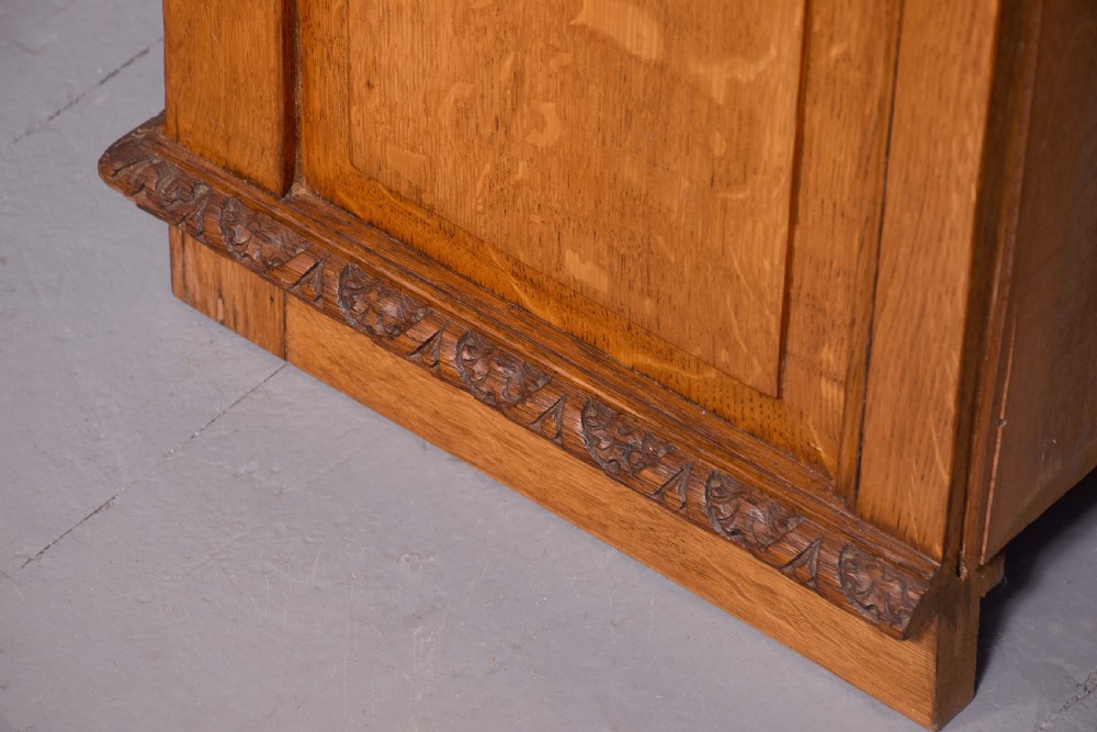 Pair of Victorian Flemish Green Man carved oak bedside lockers View VIII