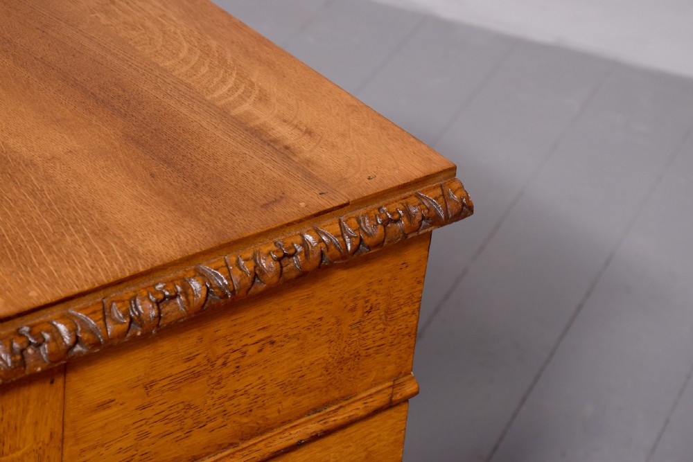 Pair of Victorian Flemish Green Man carved oak bedside lockers View IX