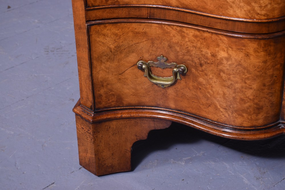 Quality George 2nd Style Block Front Burr Walnut Neat-Sized Chest of Drawers View III