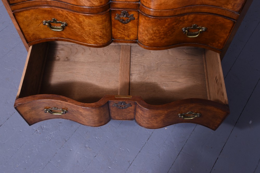 Quality George 2nd Style Block Front Burr Walnut Neat-Sized Chest of Drawers View V