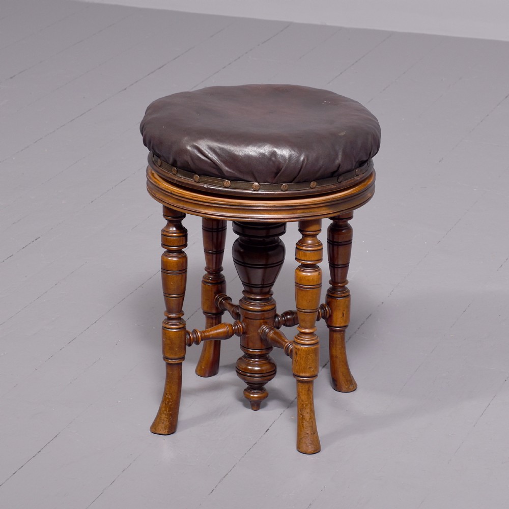 Victorian Birch revolving piano stool