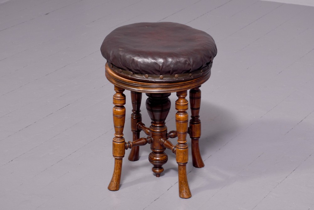 Victorian Birch revolving piano stool View III