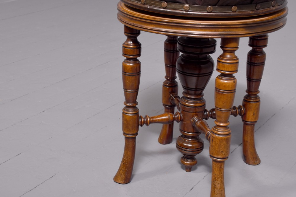 Victorian Birch revolving piano stool View V