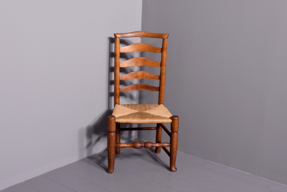 Set of Six Ash Ladder Back Dining Chairs View III