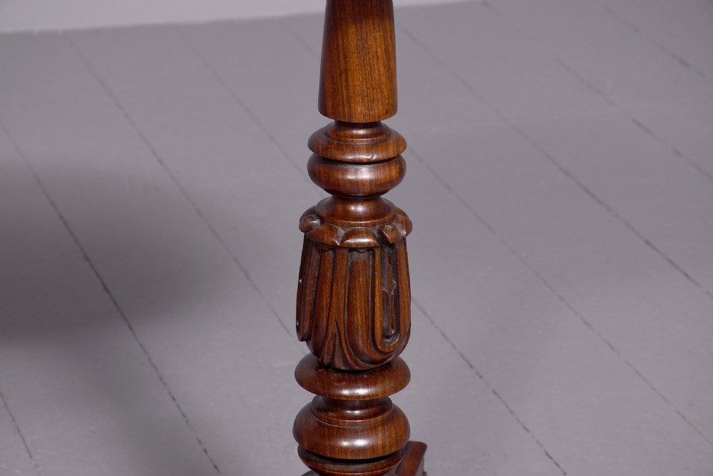 Rare pair of William 4th carved Brazilian rosewood occasional or wine tables on foliated carved supports. View IV