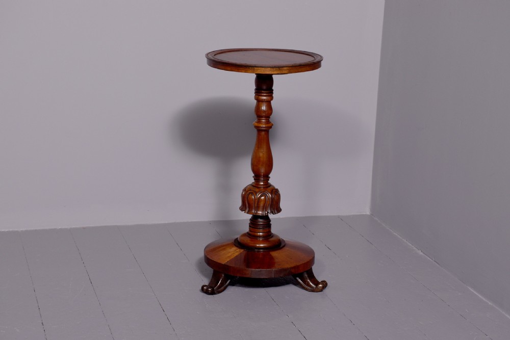 Pair of William IV rosewood wine or occasional tables on ring-turned supports over cabriole legs. View VII