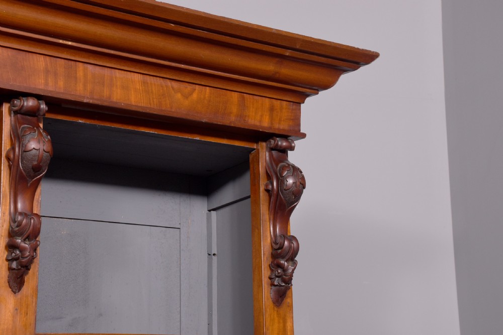 Quality three-section, mid-Victorian mahogany open bookcase View III