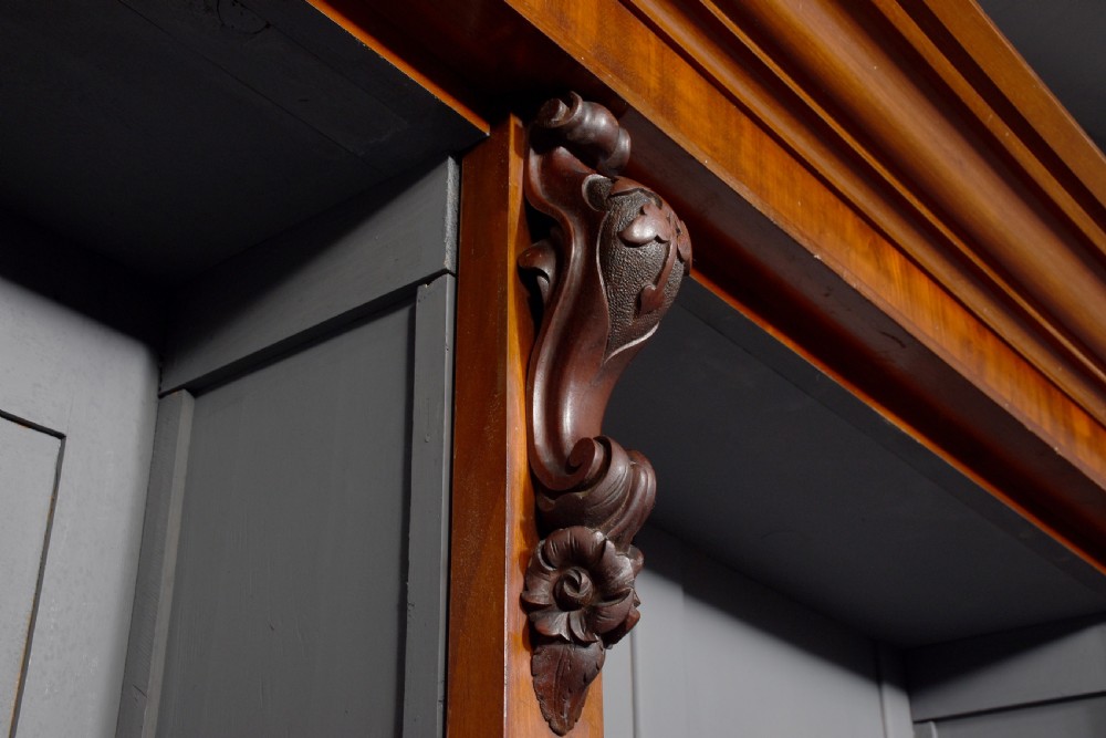 Quality three-section, mid-Victorian mahogany open bookcase View V