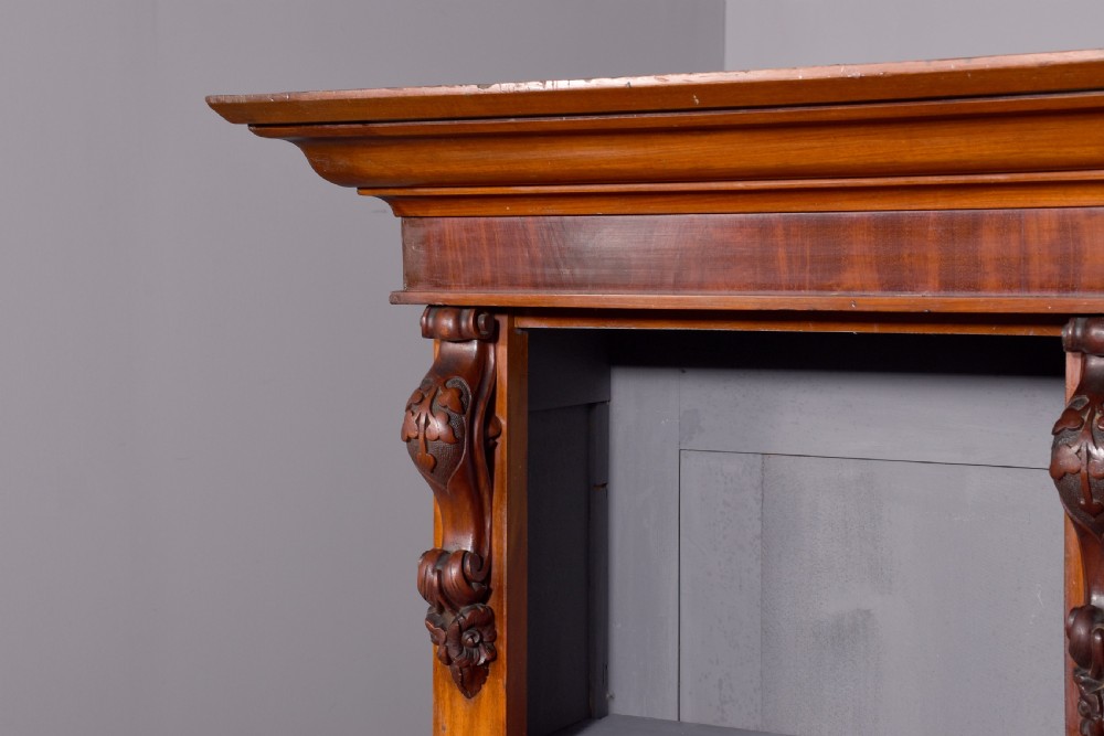 Quality three-section, mid-Victorian mahogany open bookcase View VIII