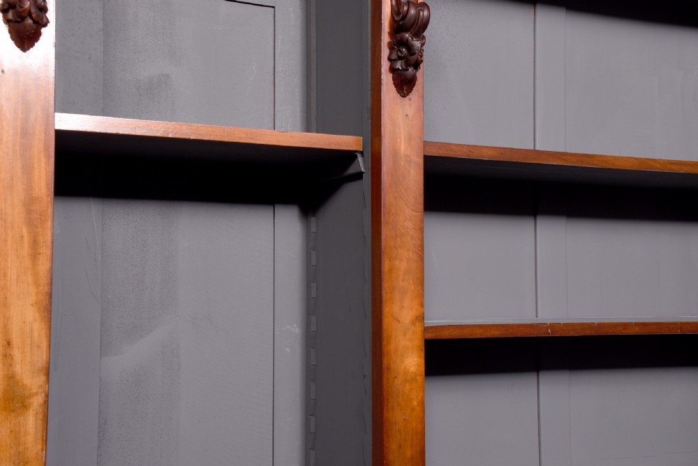 Quality three-section, mid-Victorian mahogany open bookcase View X