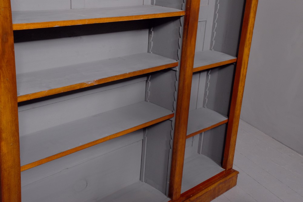 Quality three-section, mid-Victorian mahogany open bookcase View XI