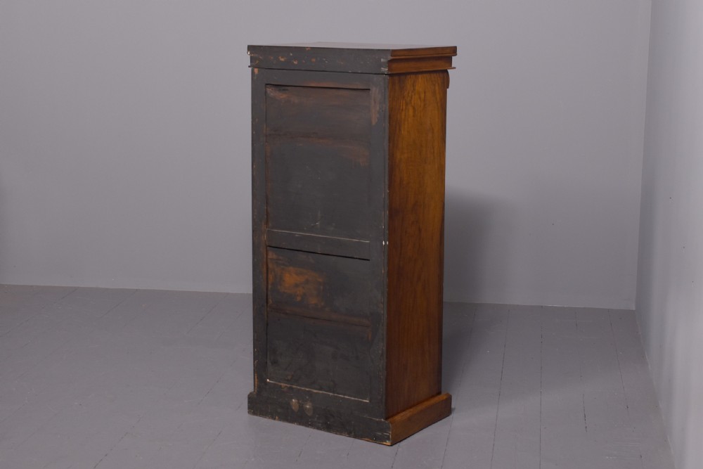 Quality mid-Victorian figured walnut Wellington secretaire chest View VII