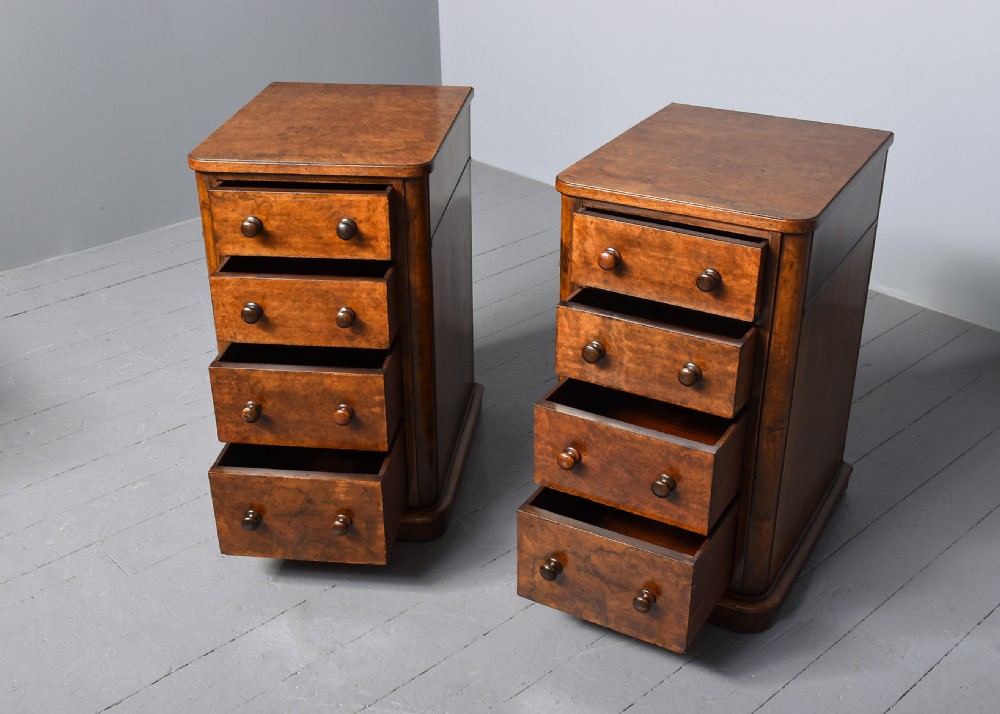 Pair of Large Burr-Walnut Bedside Pedestals View III