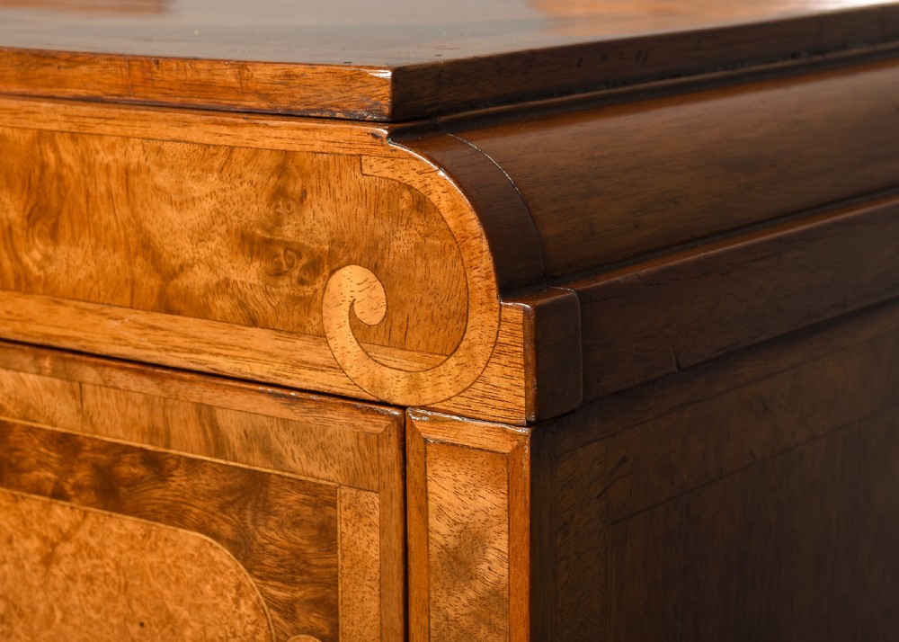 Pair of late Victorian pedestals/bedside lockers in walnut, burr elm and harewood View IV