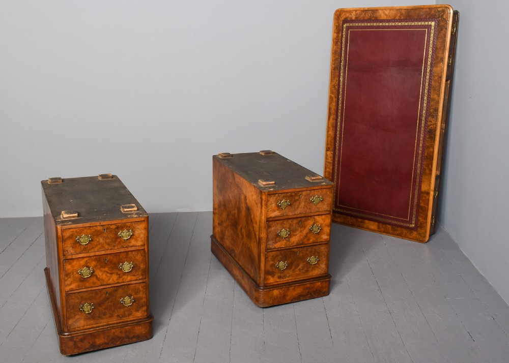 Mid-Victorian Burr Walnut Pedestal Desk View II