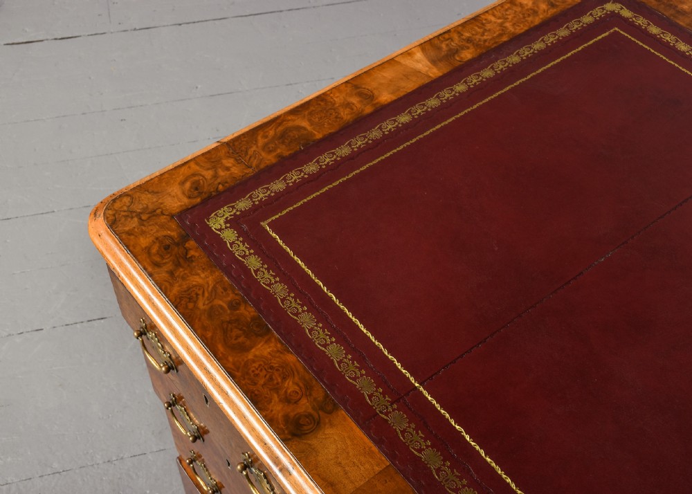 Mid-Victorian Burr Walnut Pedestal Desk View VI