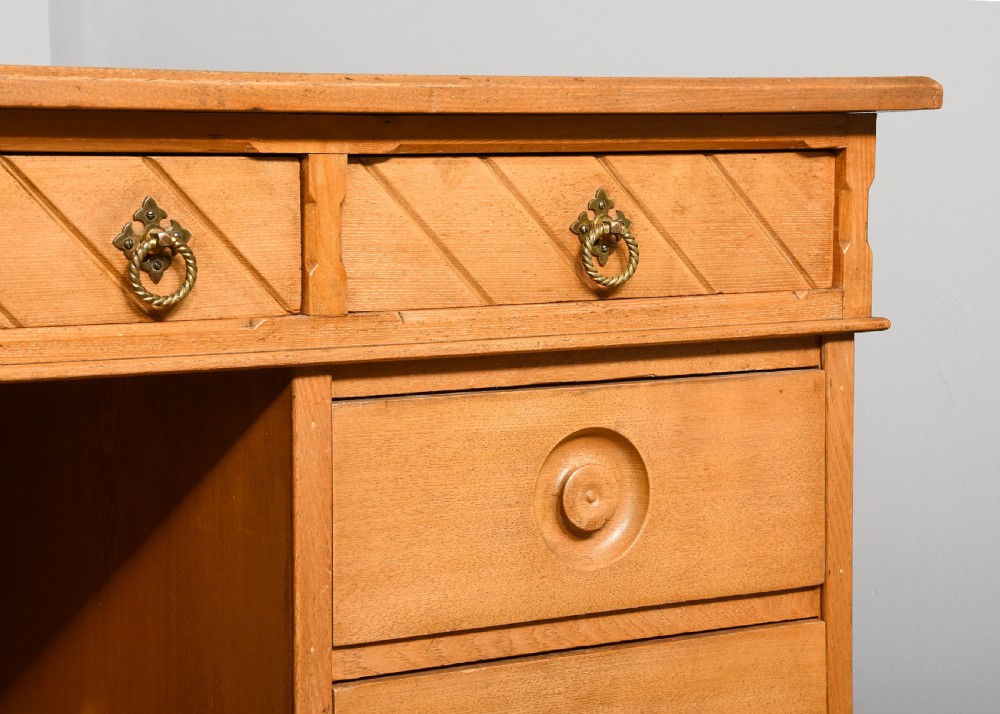 Quality ash Arts and Crafts style knee hole writing desk  View IV
