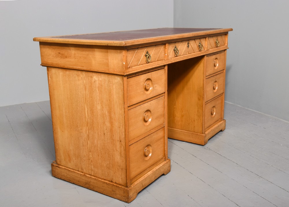 Quality ash Arts and Crafts style knee hole writing desk  View VI