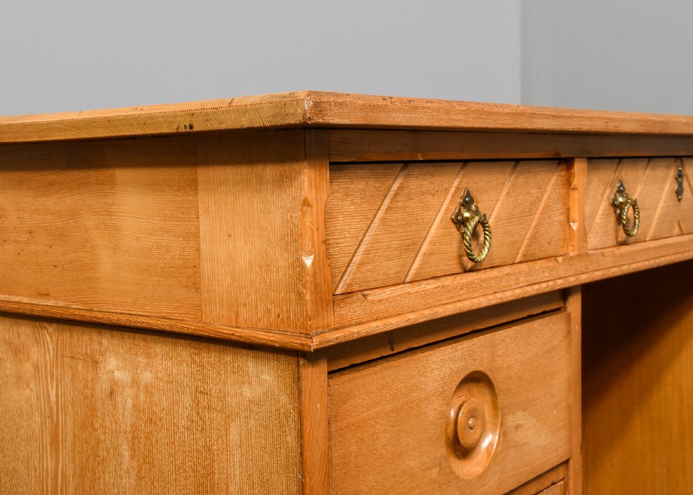 Quality ash Arts and Crafts style knee hole writing desk  View VII