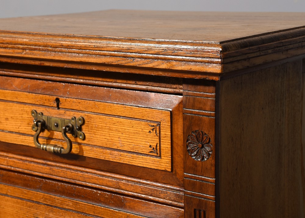 Pair of late 19th-century Arts and Crafts neat-sized ash chests of drawers/bedside lockers View III