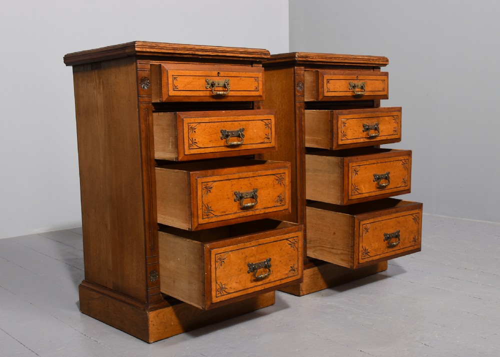 Pair of late 19th-century Arts and Crafts neat-sized ash chests of drawers/bedside lockers View IV