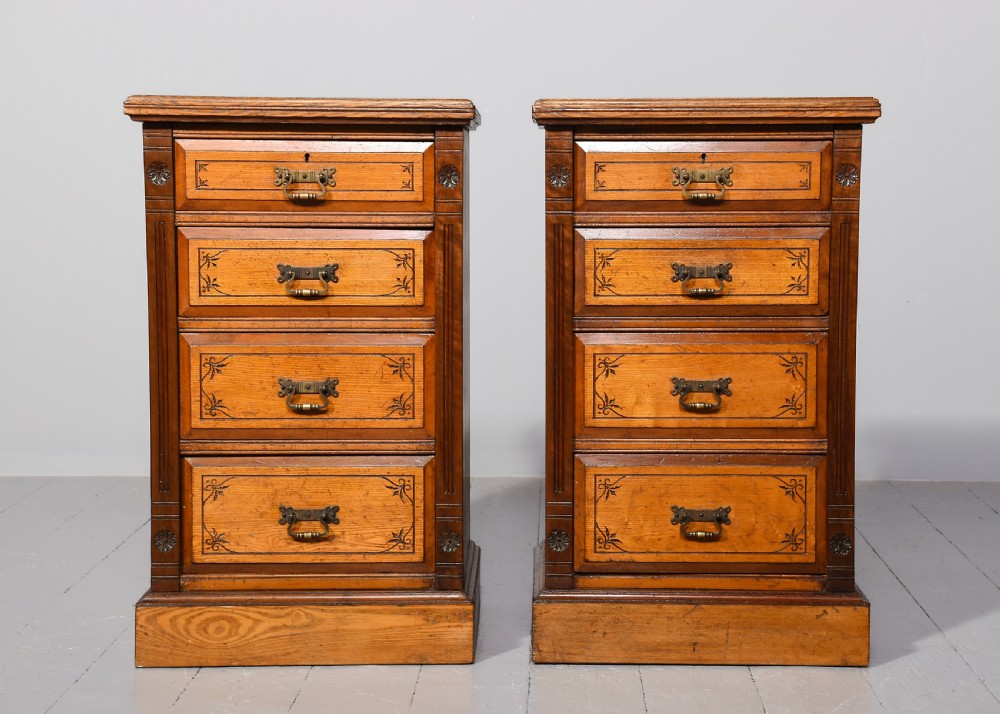Pair of late 19th-century Arts and Crafts neat-sized ash chests of drawers/bedside lockers View VII