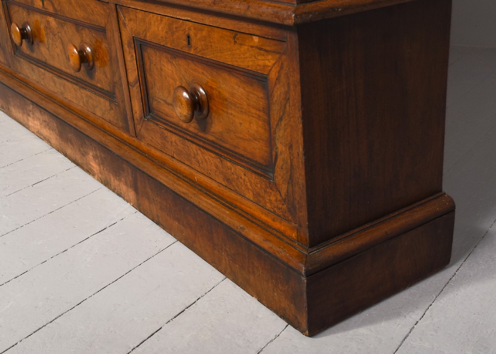Mid Victorian figured-walnut tall, three-section open bookcase  View V