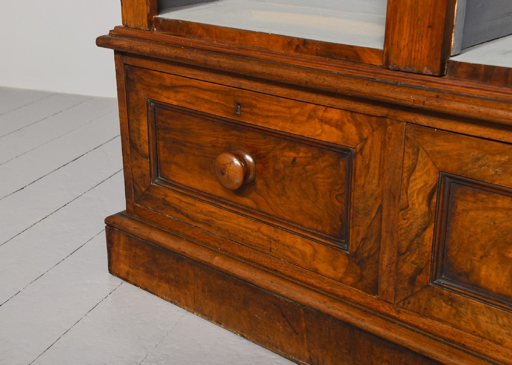 Mid Victorian figured-walnut tall, three-section open bookcase  View VI