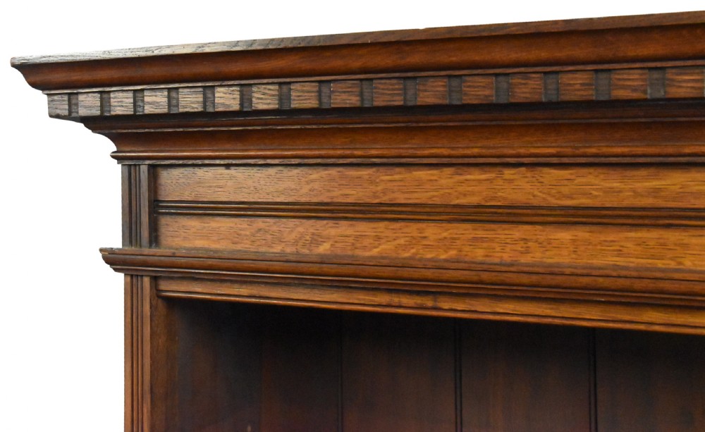 A large mid-Victorian oak open bookcase View V