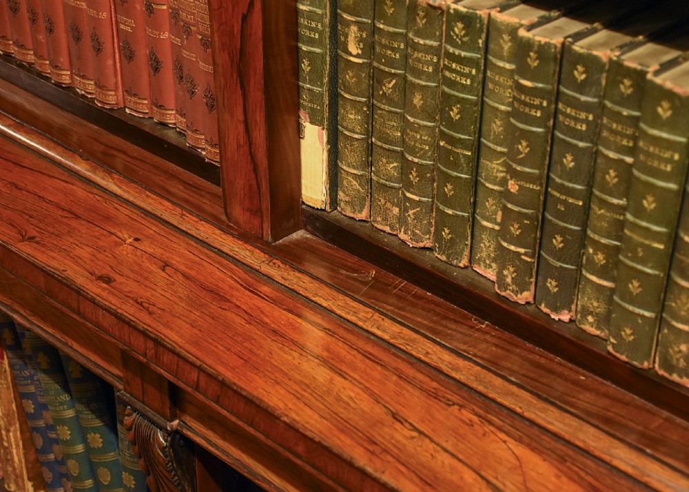Large Victorian Brazilian rosewood open bookcase View IV