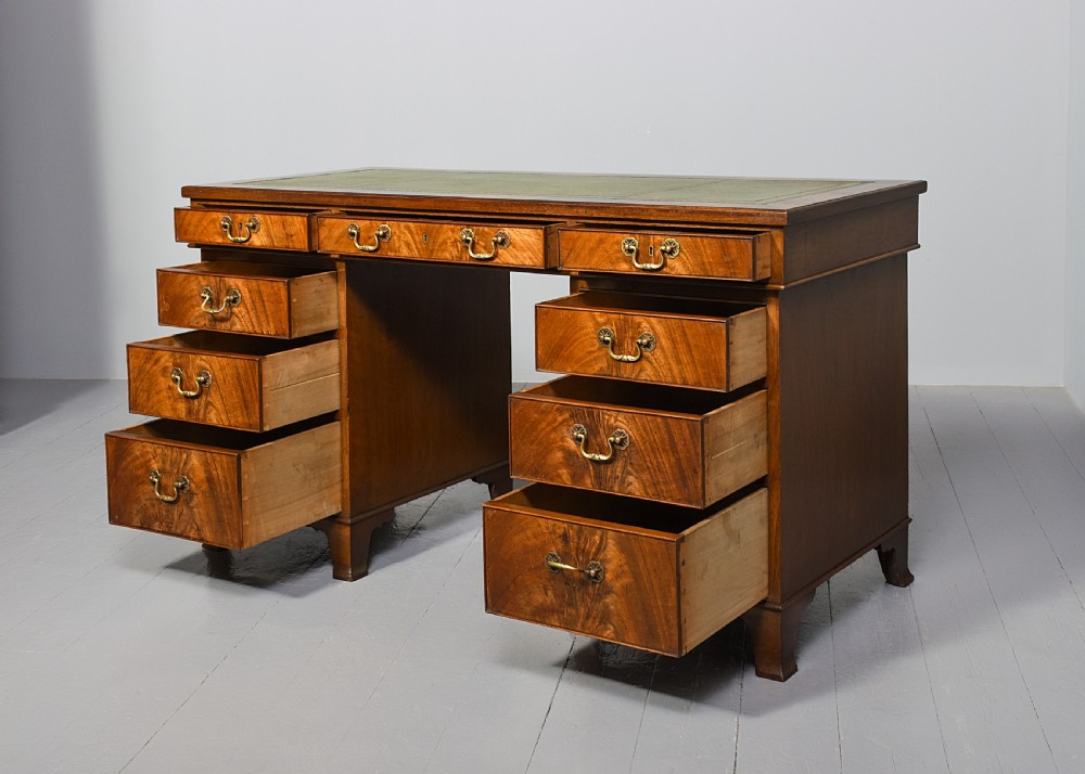 Georgian Style Mahogany Pedestal Desk View IV