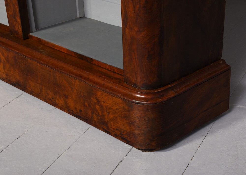 Mid-Victorian figured walnut, two-section, tall open bookcase View V