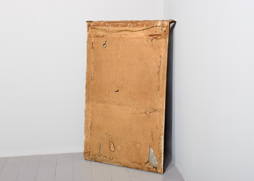 A rectangular Regency period giltwood pier mirror featuring an arched inner frame, fluted side columns, ball moulding, and decorative rosette motifs. View IV