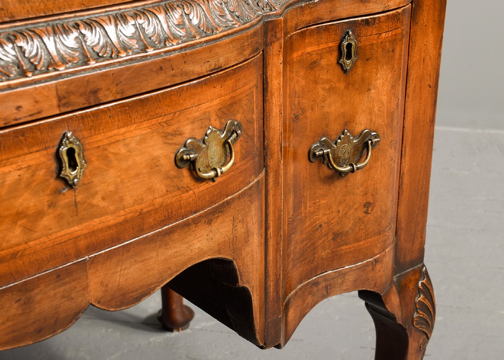 George I style crossbanded, figured walnut chest on stand. View V